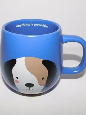 Indigo Anything Pawsible Tan White Puppy Dog Blue Coffee Tea Mug